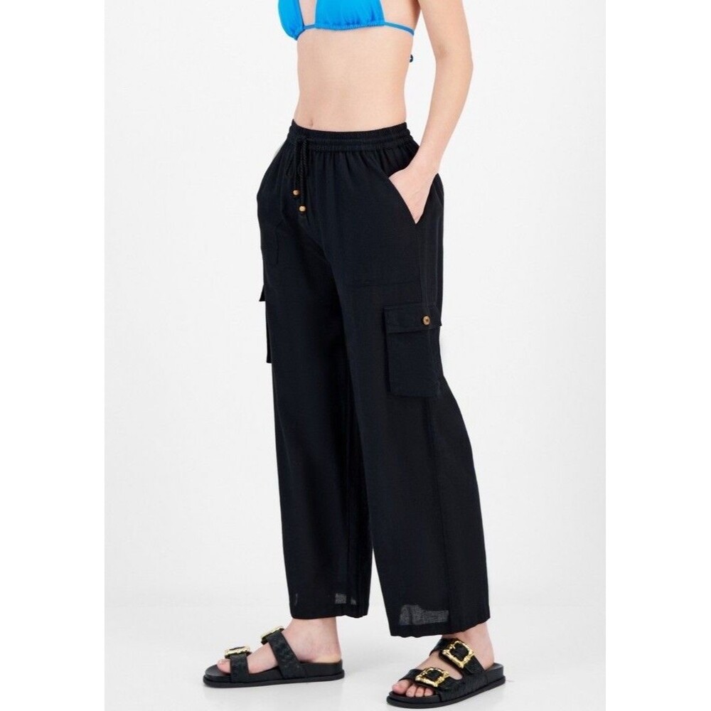 Raviya Womens Pull-On Cover Up Cargo Pants Black Size Small NWT $54